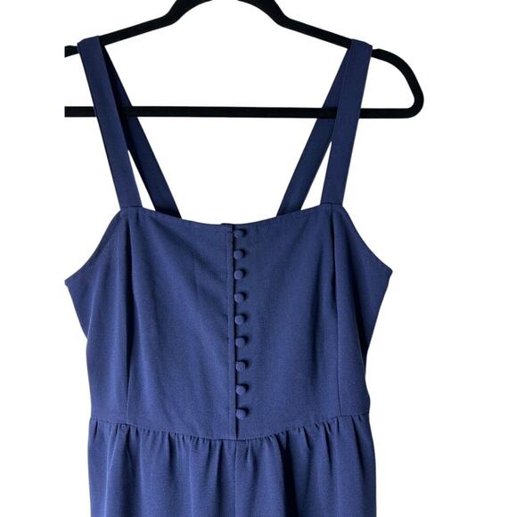 Madewell Jumpsuit Womens Size 2 Navy Blue Smocked Button-Front Wide Leg Cropped - Picture 4 of 16